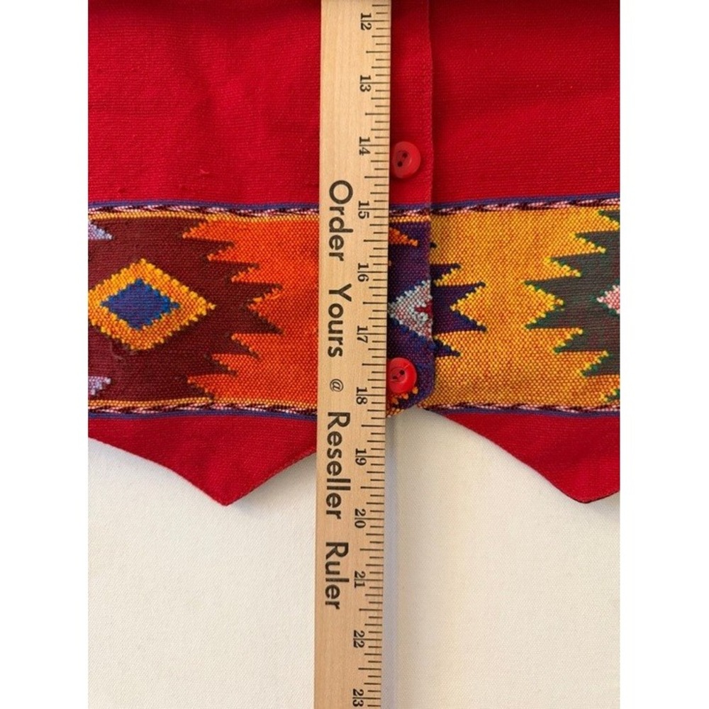 Orvis Women Red Southwestern Geometric Cotton Button Front Vest Size S Guatemala - Picture 9 of 10